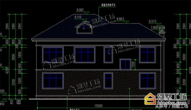 二層簡(jiǎn)歐風(fēng)格的別墅設(shè)計(jì)圖紙，15X8.9m大面寬小進(jìn)深，功能齊全帶堂屋開放式餐廳