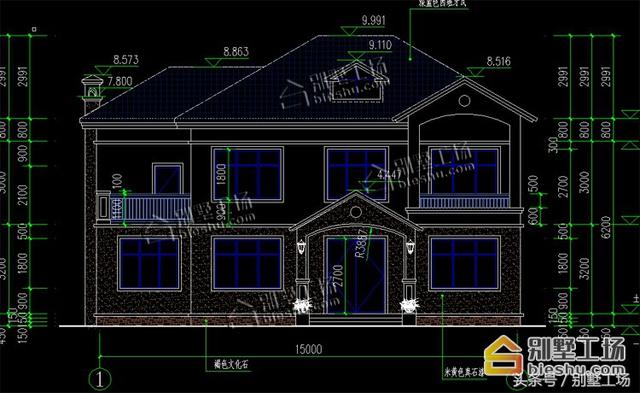 二層簡(jiǎn)歐風(fēng)格的別墅設(shè)計(jì)圖紙，15X8.9m大面寬小進(jìn)深，功能齊全帶堂屋開放式餐廳