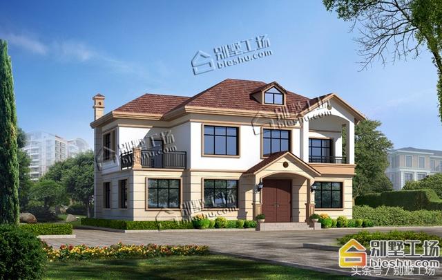 二層簡(jiǎn)歐風(fēng)格的別墅設(shè)計(jì)圖紙，15X8.9m大面寬小進(jìn)深，功能齊全帶堂屋開放式餐廳