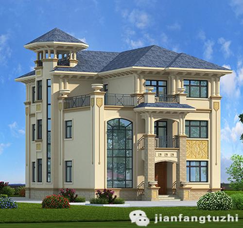 三層歐式別墅設計圖50萬160㎡3廳6室?guī)涞卮跋慊鹋_挑空客廳套間