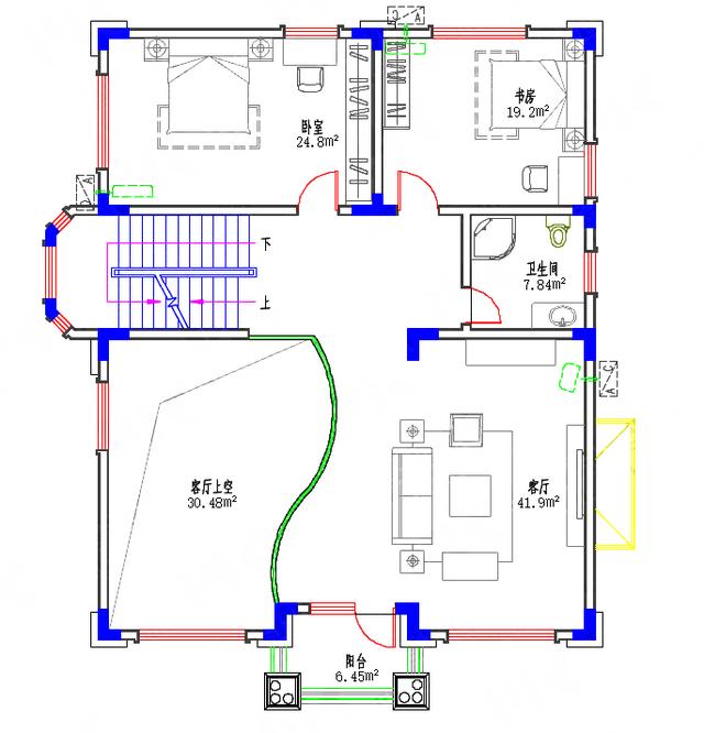 三層歐式別墅設計圖50萬160㎡3廳6室?guī)涞卮跋慊鹋_挑空客廳套間