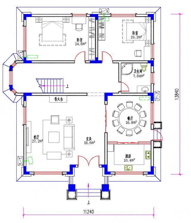 三層歐式別墅設計圖50萬160㎡3廳6室?guī)涞卮跋慊鹋_挑空客廳套間