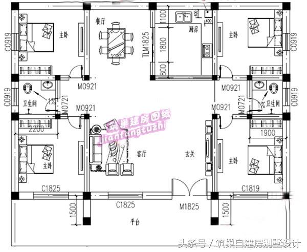 占地150平米左右的一層現(xiàn)代農(nóng)村別墅設計圖，室內(nèi)布局寬敞合理，含全套施工圖