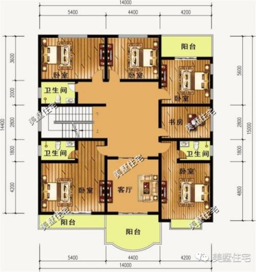 15款二層別墅圖，戶型方正施工簡單，主體造價最低只要18萬，性價超高的啊