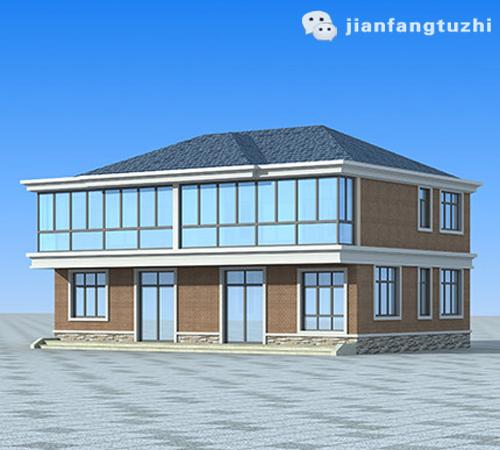 14×9磚混結(jié)構(gòu)二層雙拼農(nóng)村別墅圖，單戶有1廳4臥