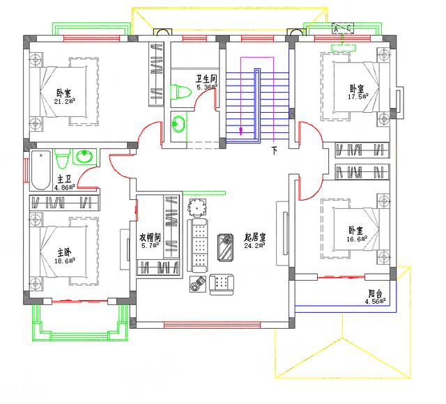 二層農(nóng)村自建房全套施工圖，造價30萬左右2廳6臥14×11帶棋牌室臥室套間