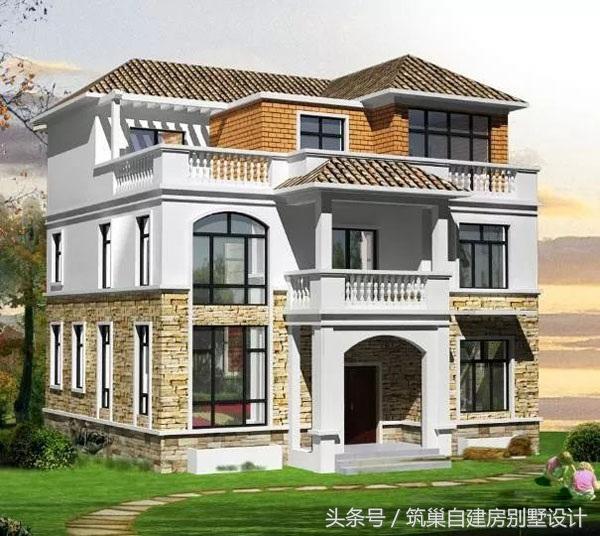 農村自建別墅圖實拍案例：11x10米三層自建房設計效果圖+平面圖，相當經濟適用