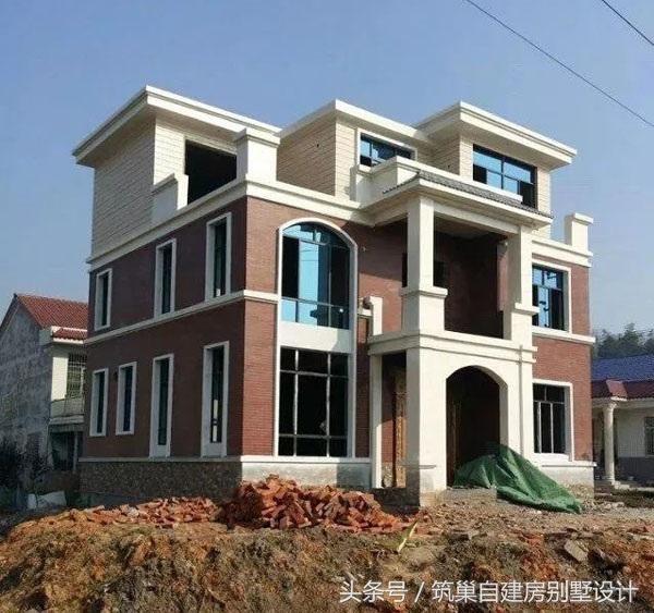 農村自建別墅圖實拍案例：11x10米三層自建房設計效果圖+平面圖，相當經濟適用