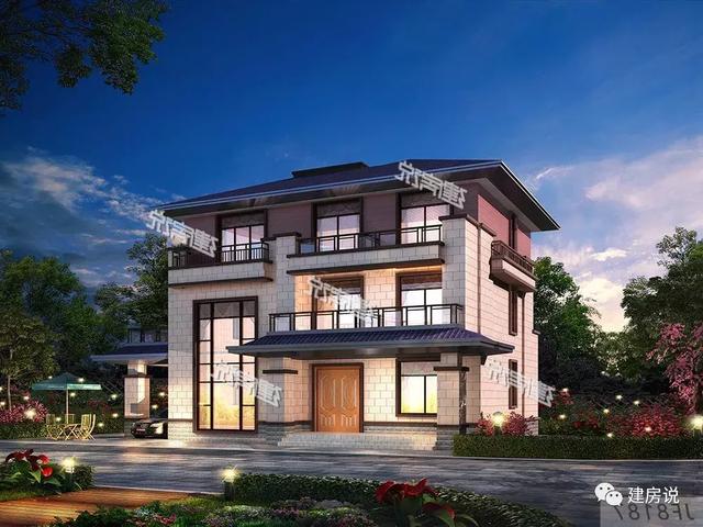 三層新中式農(nóng)村自建房設(shè)計(jì)圖大氣優(yōu)雅，戶型合理，提升居住舒適度