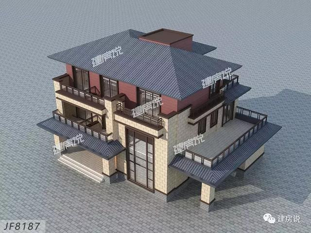 三層新中式農(nóng)村自建房設(shè)計(jì)圖大氣優(yōu)雅，戶型合理，提升居住舒適度