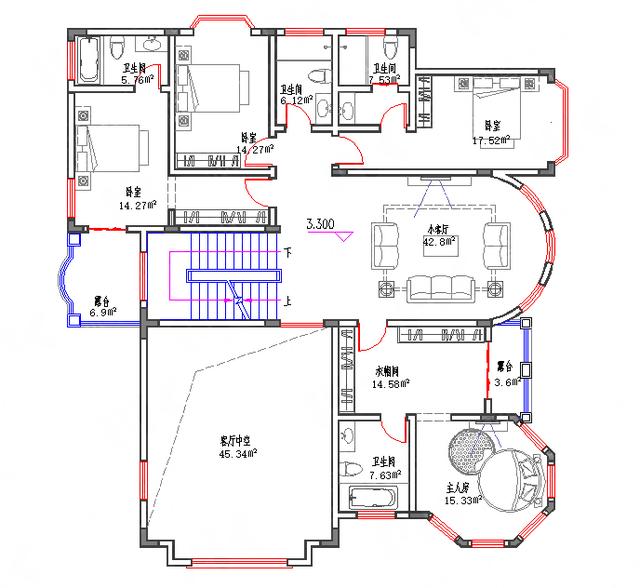 復(fù)式三層地中海風(fēng)格別墅設(shè)計圖，豪華大氣