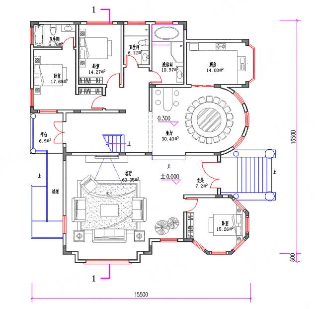 復(fù)式三層地中海風(fēng)格別墅設(shè)計圖，豪華大氣