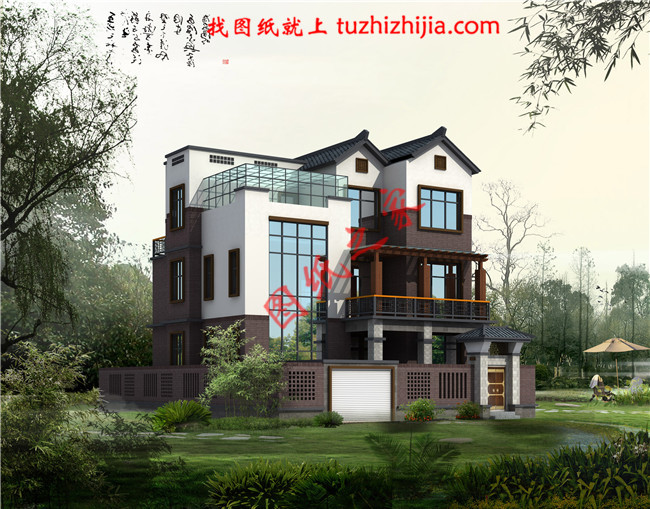 新中式農村三層樓設計圖，帶地下室，主體建筑面積110平米