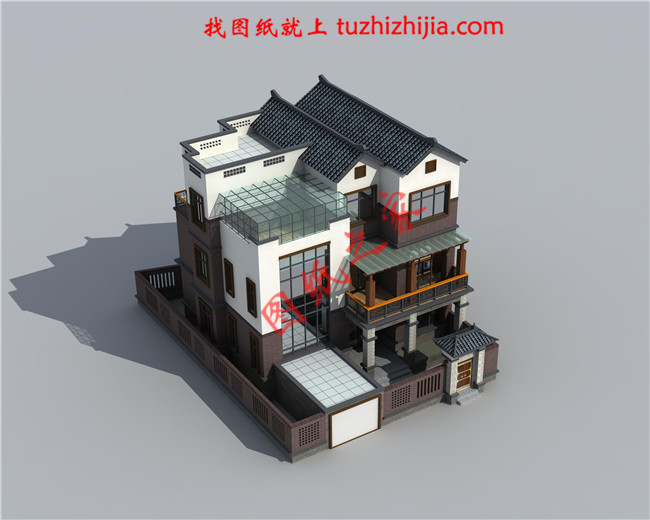 新中式農村三層樓設計圖，帶地下室，主體建筑面積110平米