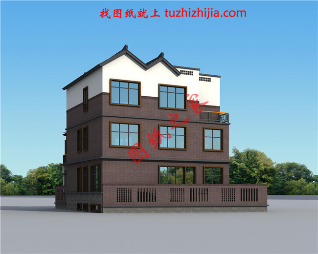 新中式農村三層樓設計圖，帶地下室，主體建筑面積110平米