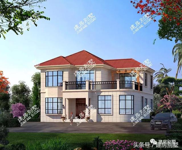 兩棟面寬12米的兩層別墅設(shè)計(jì)圖，第二棟美觀實(shí)用造價(jià)僅19萬，簡單實(shí)用