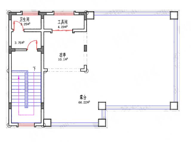 小戶型三層半兄弟戶別墅圖，100㎡32萬3廳3廚9室，帶涼亭。