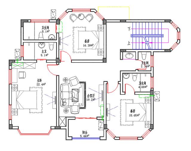 三層特色歐式城堡別墅圖，戶型精美大氣，40萬2廳6室?guī)ш柟夥啃蓍e房套房