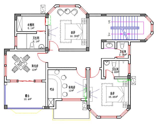 三層特色歐式城堡別墅圖，戶型精美大氣，40萬2廳6室?guī)ш柟夥啃蓍e房套房