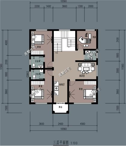 農(nóng)村四層別墅圖，10X11米，9室2廳帶車庫，精致布局實用又漂亮