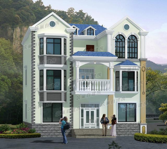 25萬(wàn)2廳5室12×9米二層小別墅圖，帶走廊+臥室套間。