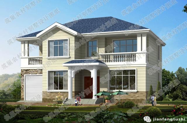 25萬(wàn)2廳5室12×9米二層小別墅圖，帶走廊+臥室套間。