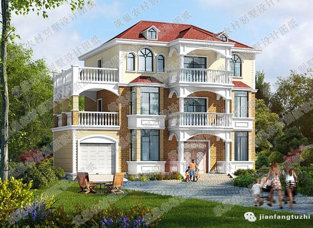 25萬(wàn)2廳5室12×9米二層小別墅圖，帶走廊+臥室套間。