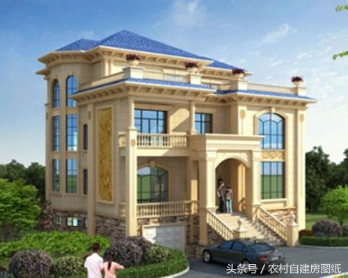 三層帶地下室的農(nóng)村別墅圖，豪華大氣。