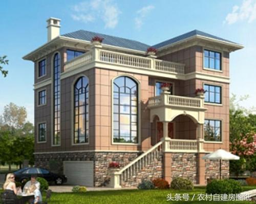 三層帶地下室的農(nóng)村別墅圖，豪華大氣。