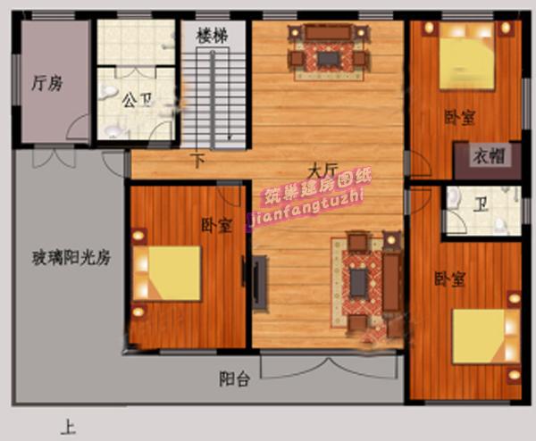 18x14米二層新農(nóng)村框架自建房，帶陽光房，簡約清新。