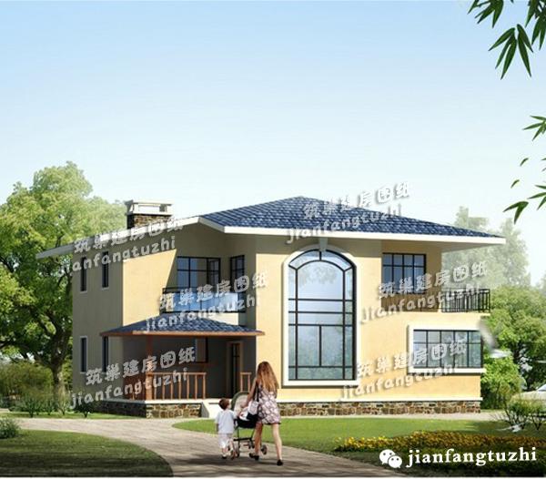 18x14米二層新農(nóng)村框架自建房，帶陽光房，簡約清新。