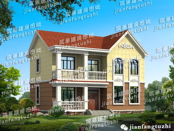 18x14米二層新農(nóng)村框架自建房，帶陽光房，簡約清新。