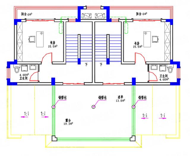 35萬單戶有2廳3室15×11三層別墅，很實(shí)用的一款雙拼戶型。