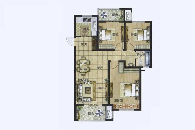 三室兩廳一衛(wèi)115㎡后現(xiàn)代風(fēng)格裝修效果圖，大氣時(shí)尚！
