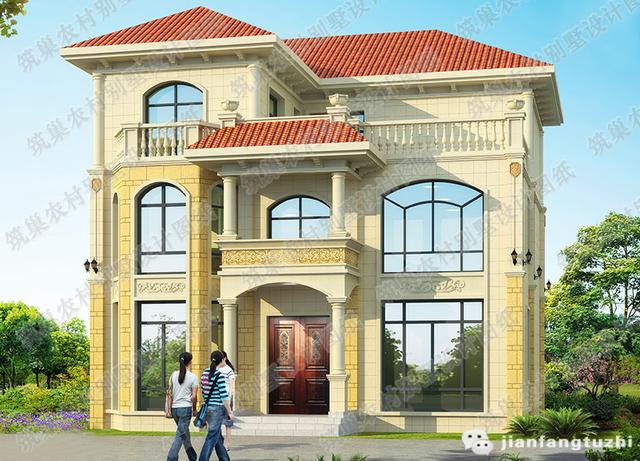 三層農(nóng)村自建房，40萬(wàn)2廳7室12×13帶健身房+套房，外觀設(shè)計(jì)非常大氣。