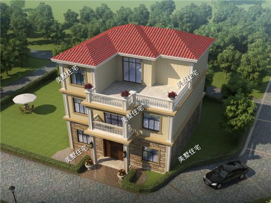 三層別墅圖，12x12米，6室2廳簡(jiǎn)歐風(fēng)，方正的戶型和簡(jiǎn)約的外觀。