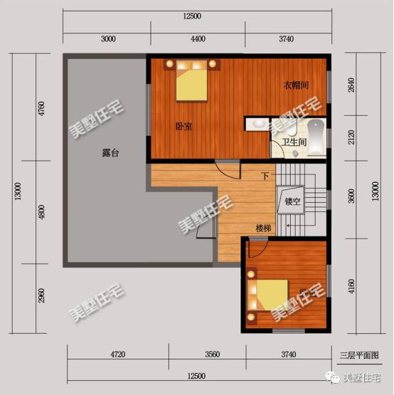 三層新中式別墅圖，12x13米，露臺(tái)精致布局實(shí)用，簡(jiǎn)約大方。