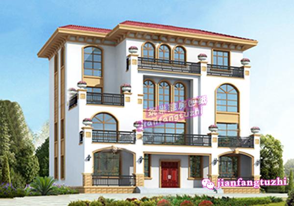 高檔歐式四層農(nóng)村別墅設(shè)計(jì)圖，70萬180平方米，清新脫俗的外觀。