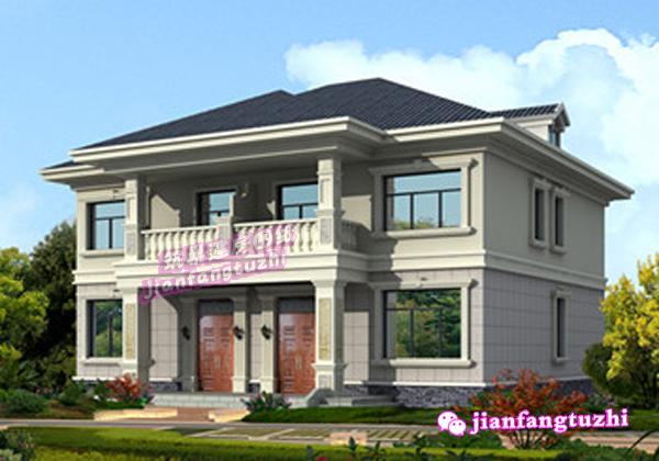 二層農(nóng)村雙拼別墅設(shè)計(jì)圖，14x12米，單戶90平米左右。