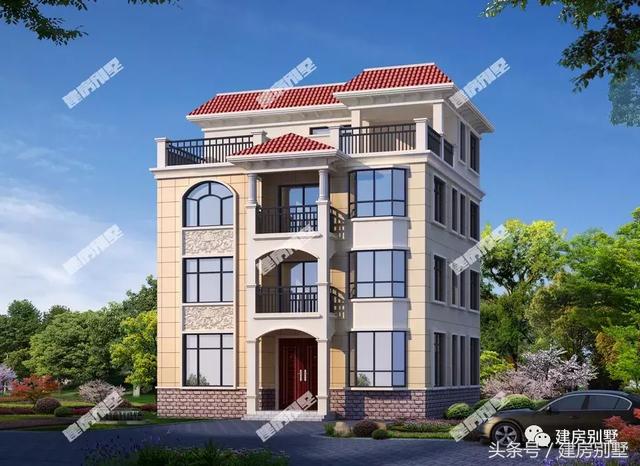 帶飄窗和平屋頂設(shè)計(jì)的四層豪宅別墅設(shè)計(jì)圖，建了這么一套好房子，想想都很美好