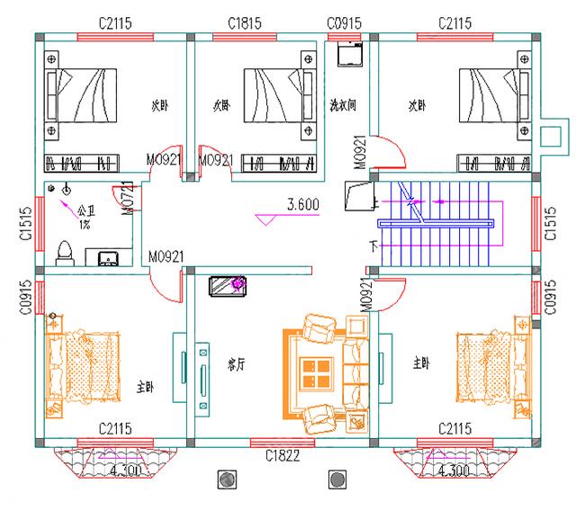 造價38萬14×12米三層3廳10室3衛(wèi)的別墅設計圖（附全套施工圖），設計圖布局流暢，適合農(nóng)村大家庭