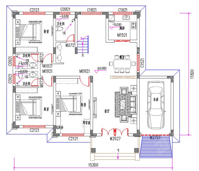 30萬占地160平2廳6室6衛(wèi)帶車庫套間二層農(nóng)村全套別墅施工圖，大氣又適用，你喜歡這款嗎？