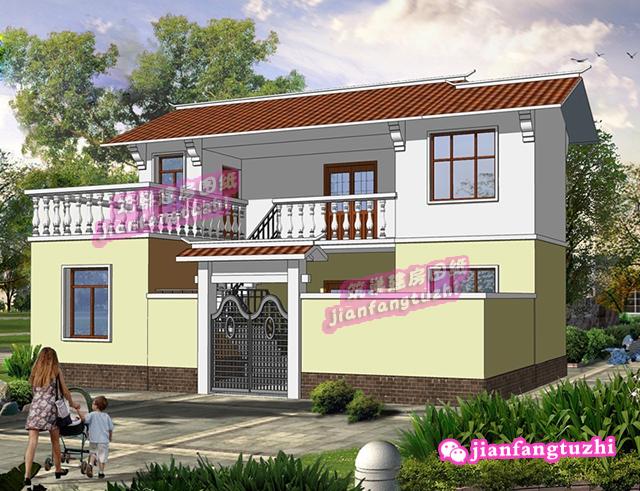 3房3廳的60平方米簡約二層農(nóng)村自建房設(shè)計圖紙（外樓梯設(shè)計），房型好看，走動也方便