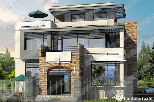 占地140平的三層現(xiàn)代實用農村別墅全套設計圖，主體25萬就能建成！