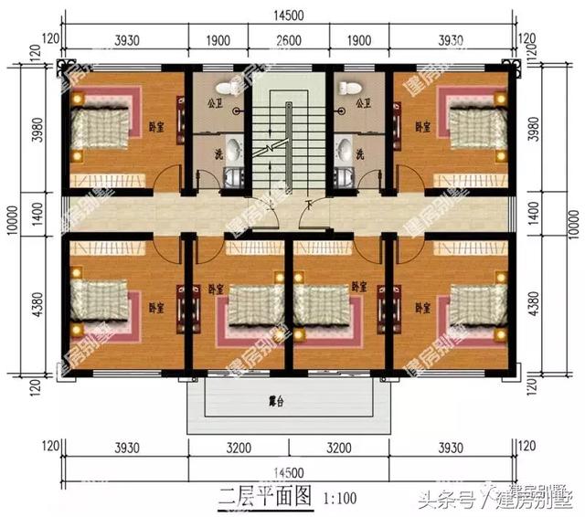 三層雙拼別墅設(shè)計圖，14.5×10米，住進去就是一種享受。