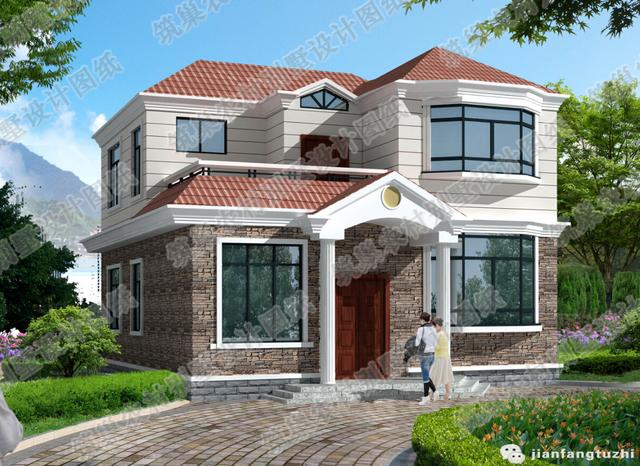 復式三層帶車庫豪華套間別墅設計圖，150㎡2廳8室。