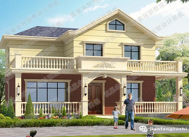 2廳4室二層農(nóng)村自建房，12×9米,造價(jià)22萬，帶走廊+休閑廳+豪華套間