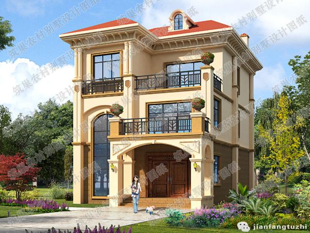 2廳4室二層農(nóng)村自建房，12×9米,造價(jià)22萬，帶走廊+休閑廳+豪華套間