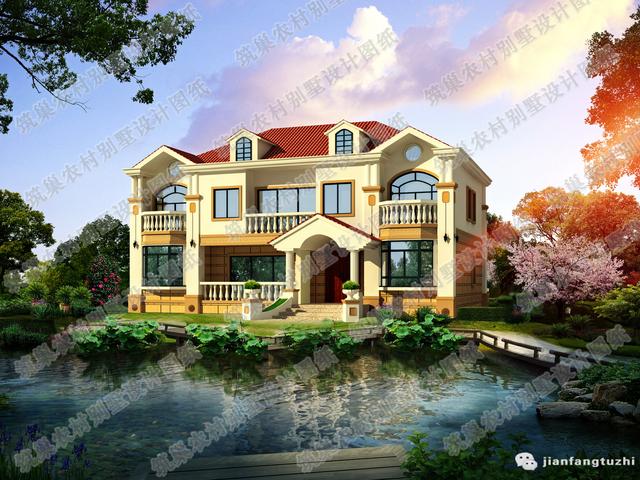 2廳4室二層農(nóng)村自建房，12×9米,造價(jià)22萬，帶走廊+休閑廳+豪華套間