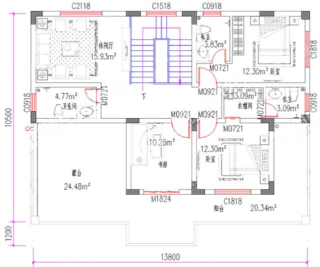2廳4室二層農(nóng)村自建房，12×9米,造價(jià)22萬，帶走廊+休閑廳+豪華套間